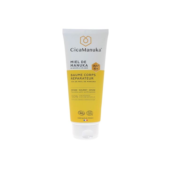 Baume corps r&eacute;parateur 10% de Miel de Manuka IAA 10+ bio CicaManuka - tube de 200 ml
