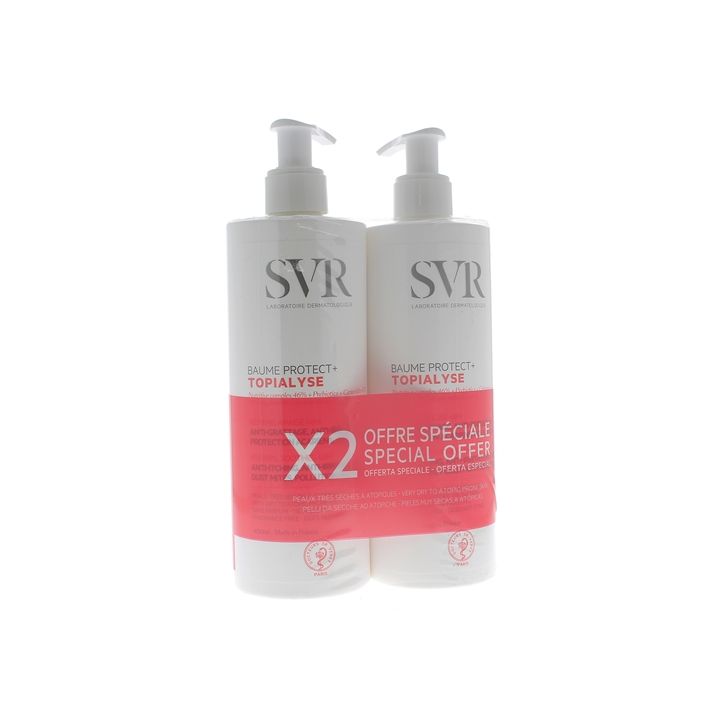 Baume protect+ Topialyse peaux &agrave; tendance atopique SVR - lot de 2 flacons pompe de 400 ml