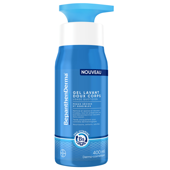 BepanthenDerma Gel Lavant Doux Corps 400 ml Peaux s&egrave;ches et sensibles