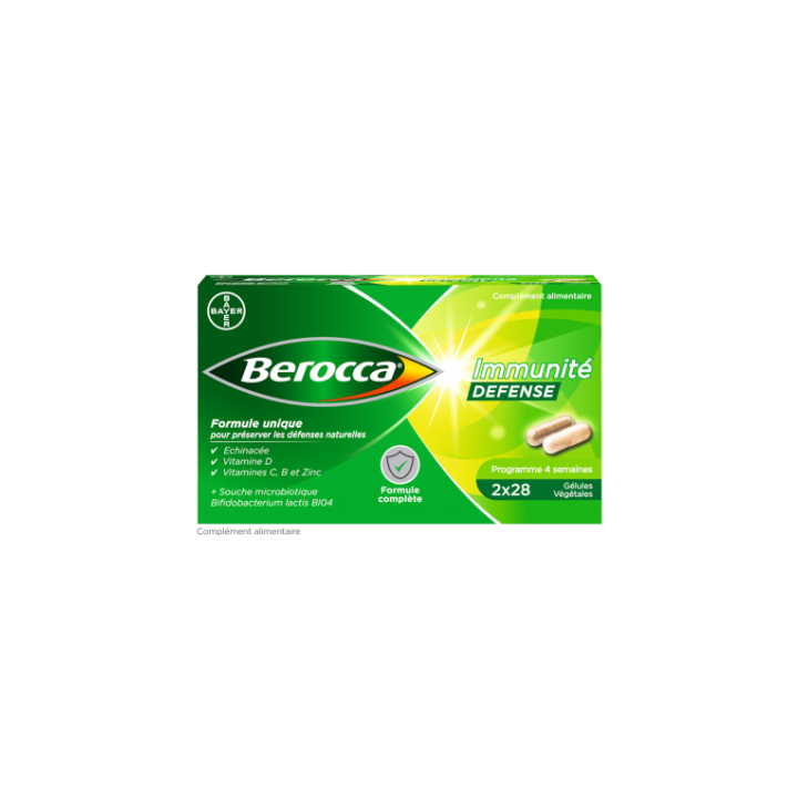 Berocca Immunit&eacute; D&eacute;fense Vitamine D, C, B et Zinc Lot de 2 x 28 g&eacute;lules v&eacute;g&eacute;tales