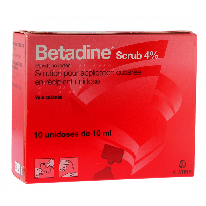 Betadine scrub 4% solution pour application cutan&eacute;e - bo&icirc;te de 10 unidoses de 10ml