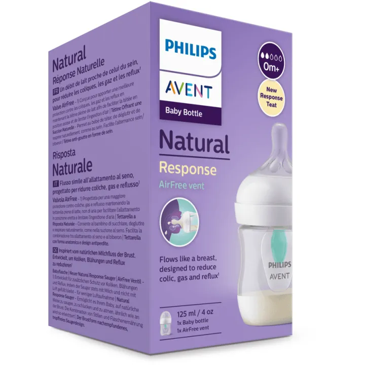 Natural Response Biberon plastique valve AirFree Avent - biberon de 125 ml