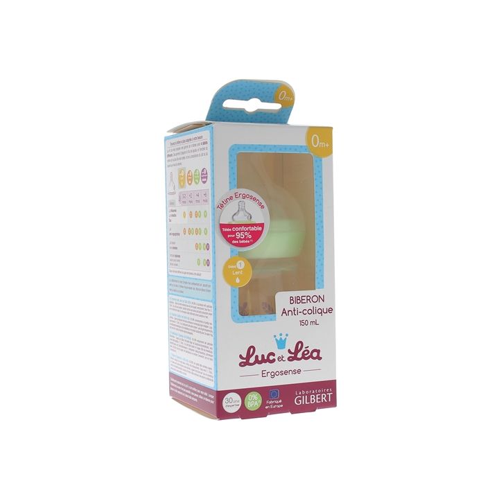 Biberon anti-colique Ergosense 0 mois et + Luc et L&eacute;a - un biberon de 150 ml