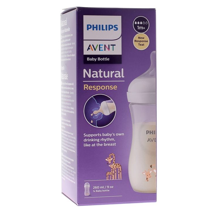 Natural Response Biberon girafe Avent - biberon de 260 ml