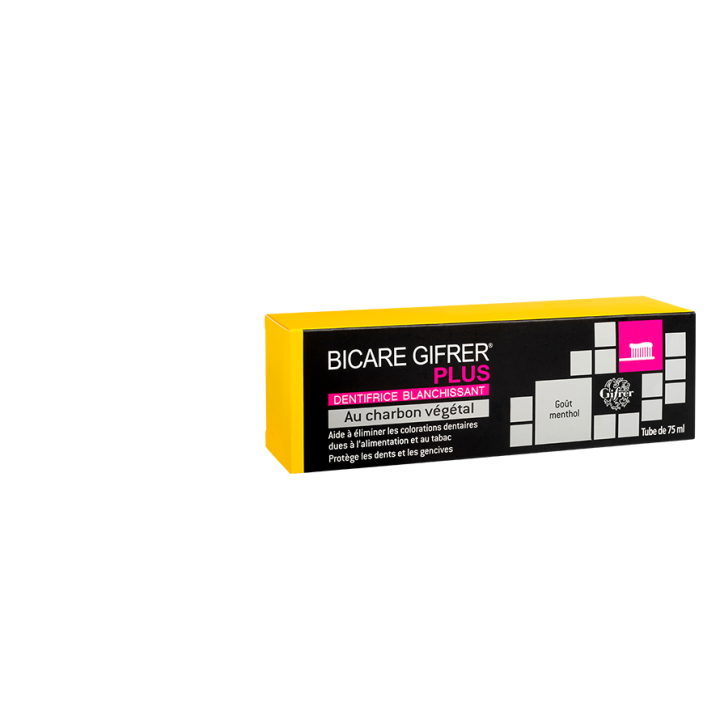 Bicare Gifrer Plus Dentifrice blanchissant au charbon v&eacute;g&eacute;tal - tube de 75 ml