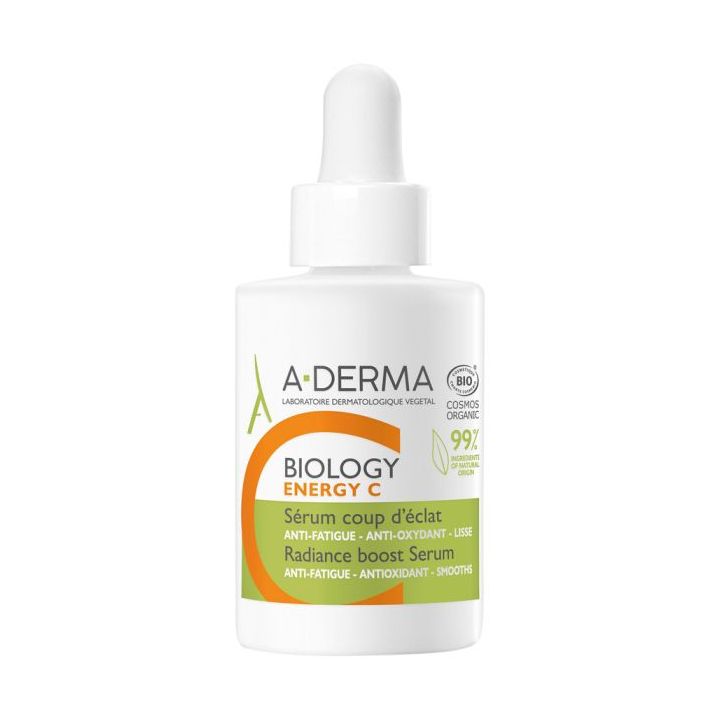 Biology Energy C s&eacute;rum coup d'&eacute;clat bio A-Derma - flacon compte-goutte de 30ml