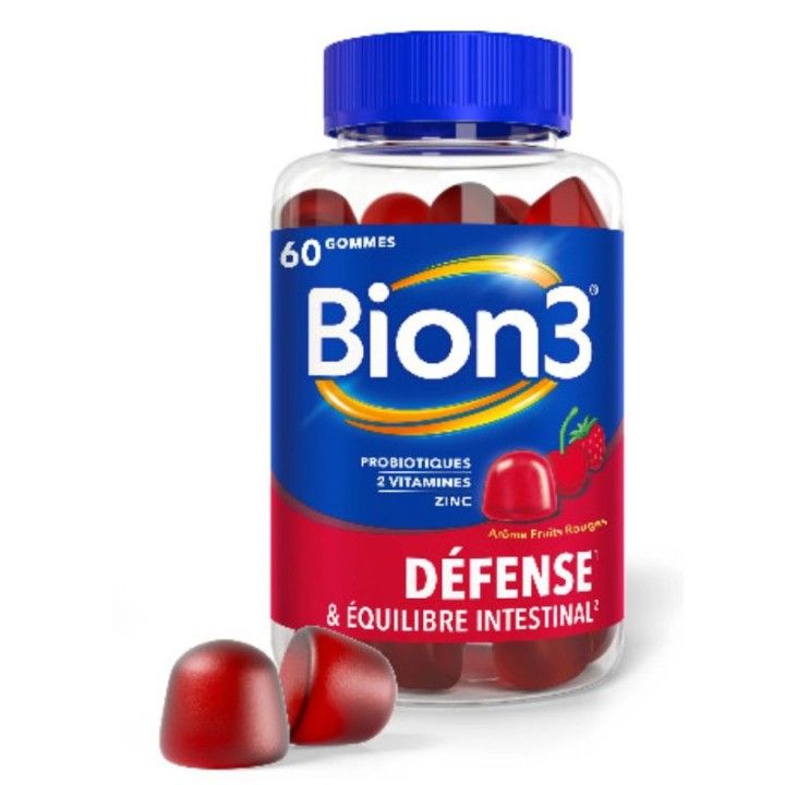Bion 3 d&eacute;fense & &eacute;quilibre intestinale ar&ocirc;me fruits rouges - pot de 60 gummies