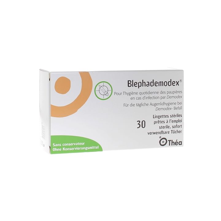 Blephademodex lingettes impr&eacute;gn&eacute;es hygi&egrave;ne des paupi&egrave;res Th&eacute;a - bo&icirc;te de 30 lingettes