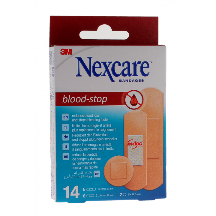 Blood-Stop Pansements h&eacute;mostatiques Nexcare - boite de 14 pansements