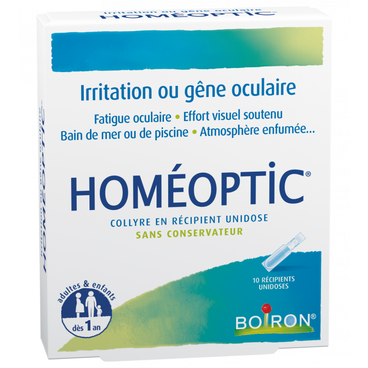 Hom&eacute;optic collyre en r&eacute;cipient unidose Boiron - boite de 10 r&eacute;cipients unidoses de 0,4 ml