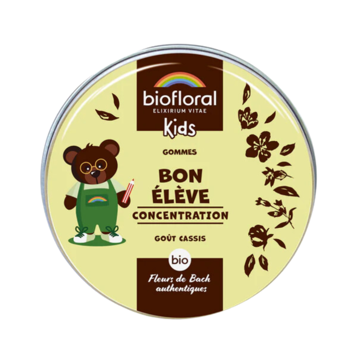 Bon &Eacute;l&egrave;ve concentration enfants go&ucirc;t cassis Biofloral - boite de 45 gommes