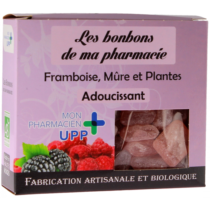 Bonbons framboise m&ucirc;re & plantes adoucissants Les bonbons de ma pharmacie - boite de 130g