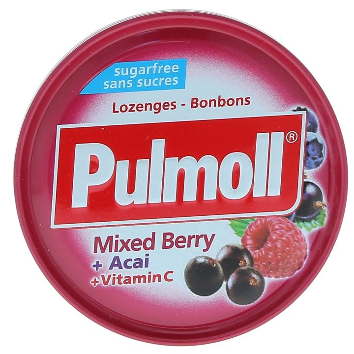Bonbons fruits rouges sans sucres Pulmoll - bo&icirc;te de 45 g