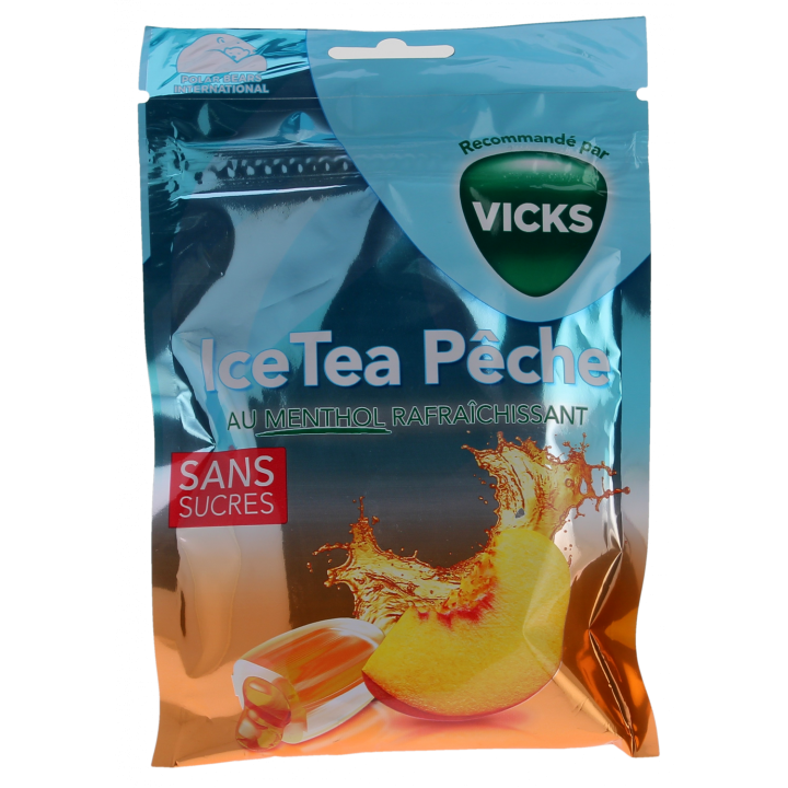 Bonbons ice tea p&ecirc;che Vicks - sachet de 72g
