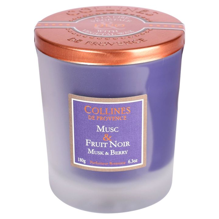 Bougie parfum&eacute;e Musc & Fruit Noir Collines de Provence - bougie de 180g