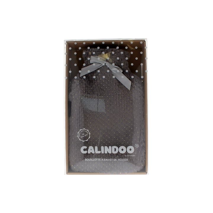 Bouillotte &agrave; eau avec housse grise brillante Calindoo - bouillotte de 2L
