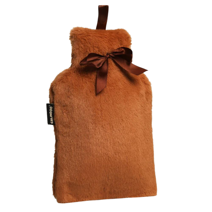 Bouillotte &agrave; eau avec housse marron Calindoo - bouillotte de 2L