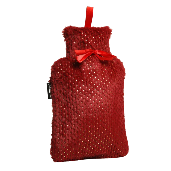 Bouillotte &agrave; eau avec housse rouge brillant Calindoo - bouillotte de 2L
