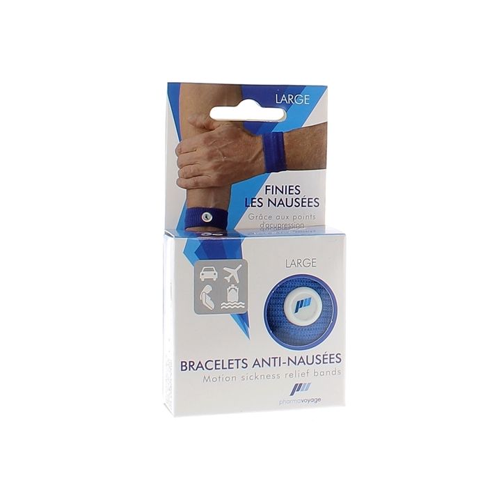 Bracelet anti-naus&eacute;es adulte bleu taille large Pharmavoyage - une paire de bracelet