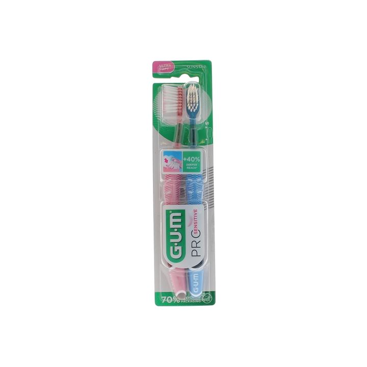 Brosse &agrave; dents Pro sensitive ultra soft GUM - lot de 2 brosses &agrave; dents