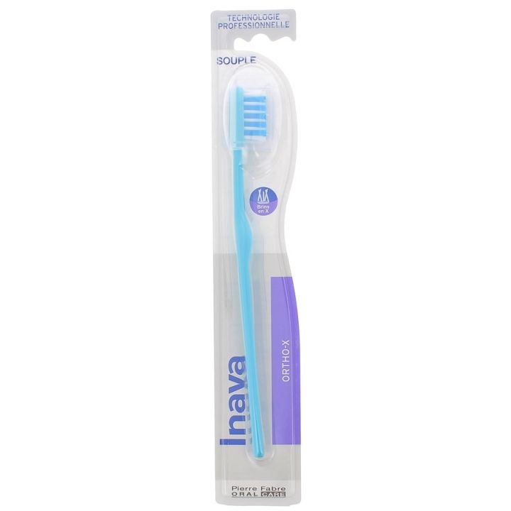 Brosse &agrave; dents Souple 20/100 Ortho-X Inava - couleur bleu