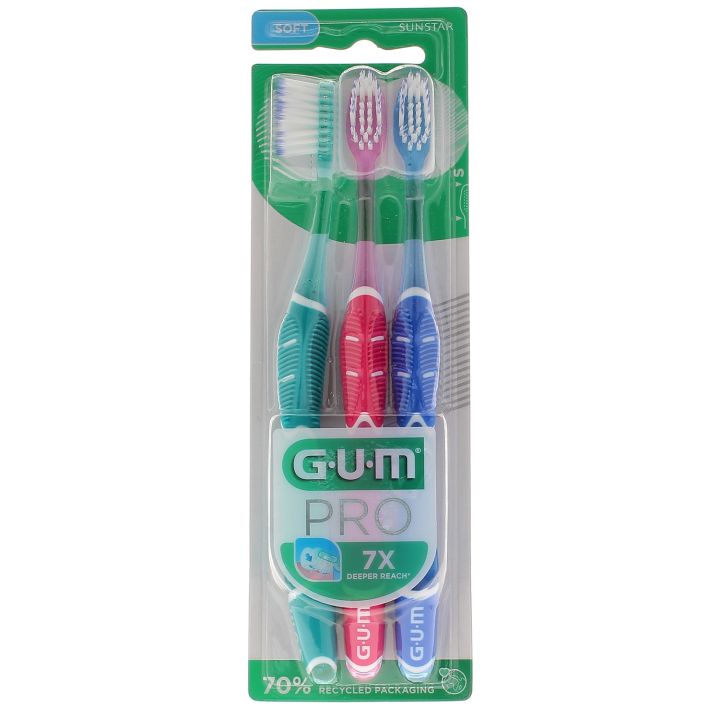 Brosse &agrave; dents souple PRO Gum - lot de 3 brosses &agrave; dents