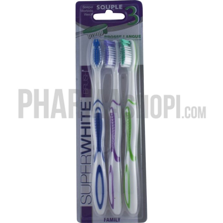 Brosse &agrave; dents souple Superwhite - 3 brosses &agrave; dents