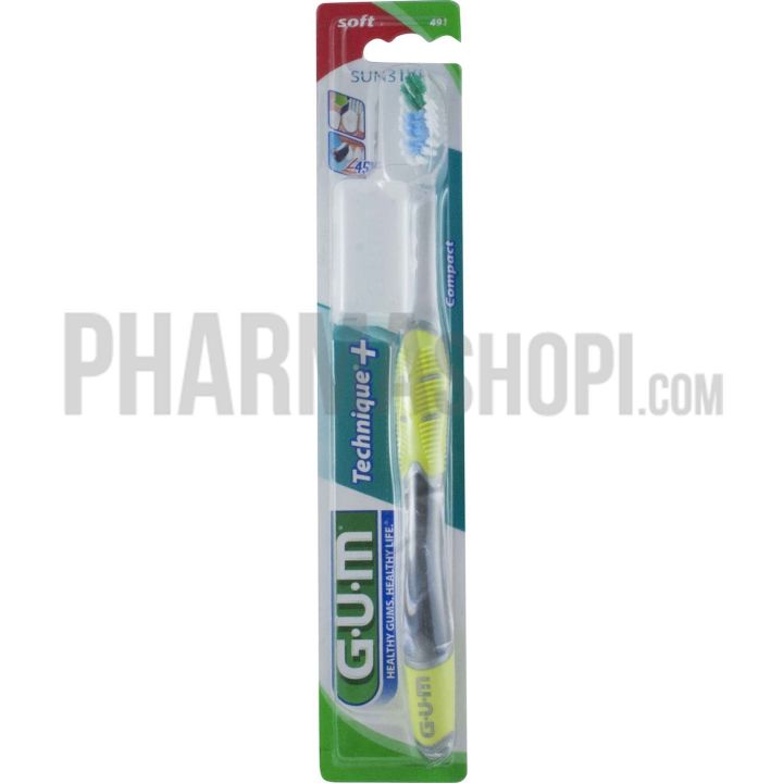 Brosse &agrave; dents technique + compact souple Gum - 1 brosse &agrave; dents