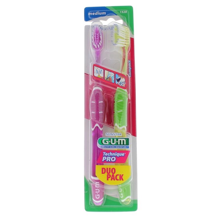 Brosse &agrave; dents medium technique pro duo pack Gum - 2 brosses &agrave; dents