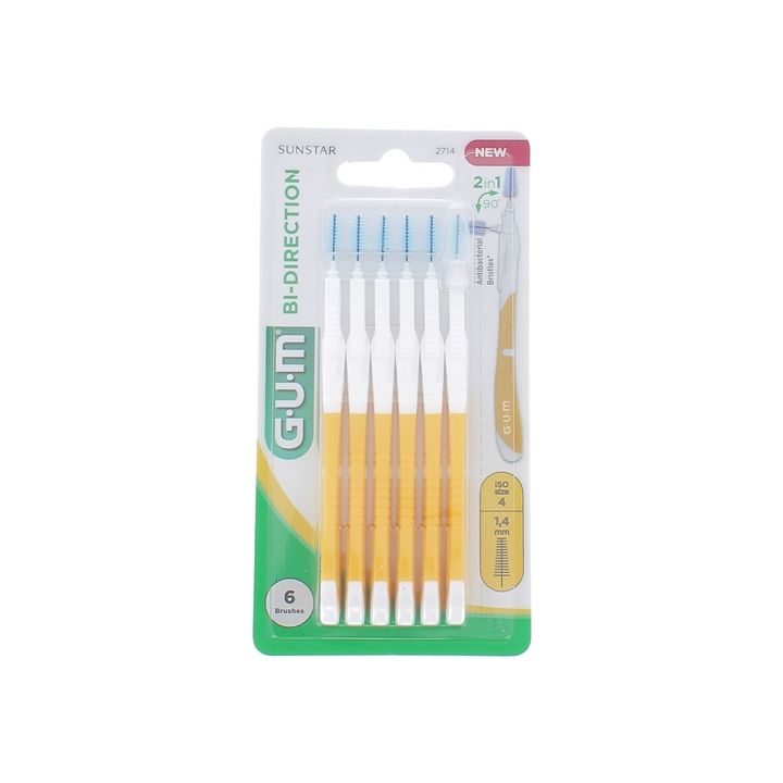 Brossette interdentaire antibact&eacute;rienne Bi-direction 1,4 mm Gum - 6 brossettes