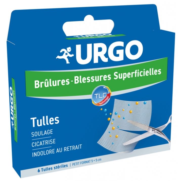Br&ucirc;lures blessures superficielles pansements Urgo - boite de 6 tulles