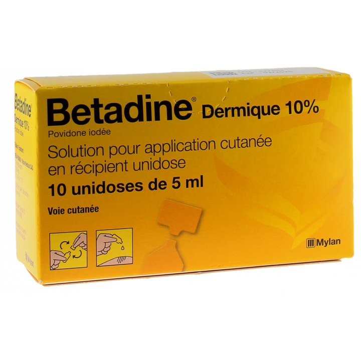 B&eacute;tadine dermique 10% solution pour application cutan&eacute;e - 10 r&eacute;cipients unidoses