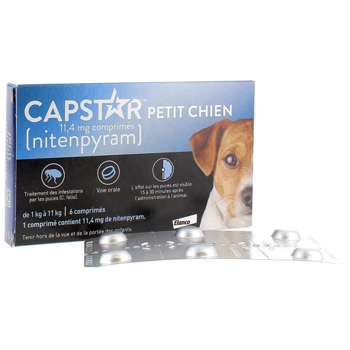 Capstar petit chien 11,4 mg comprim&eacute;s de nitenpyram - 6 comprim&eacute;s