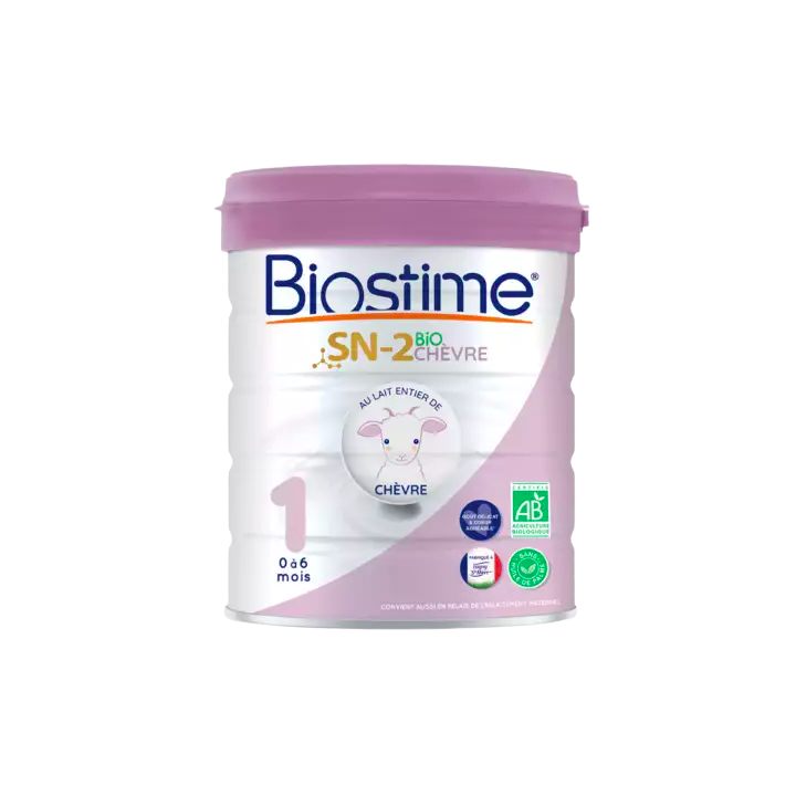 Lait de ch&egrave;vre en poudre SN-2 1er &acirc;ge bio Biostime - pot de 800g
