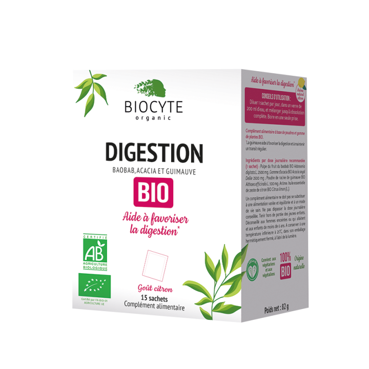 Digestion bio go&ucirc;t citron Biocyte - bo&icirc;tes de 15 sachets