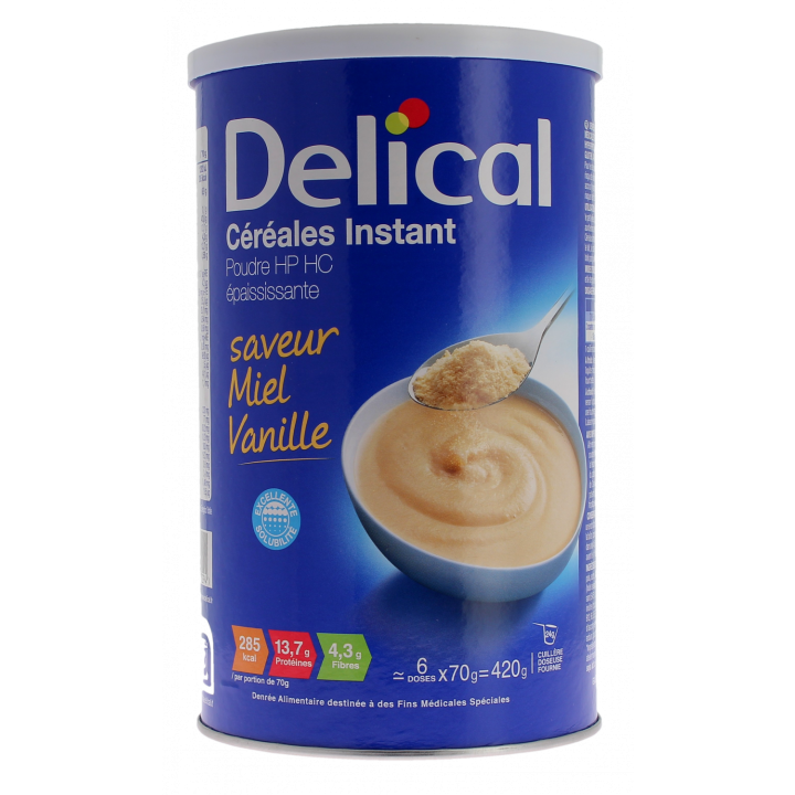 C&eacute;r&eacute;ales Instant saveur miel vanille Delical - pot de 420g