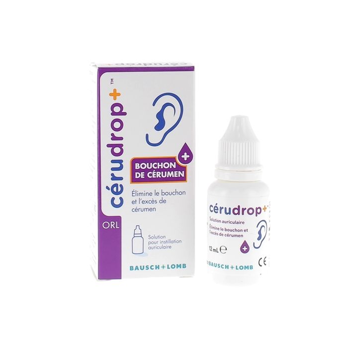 CeruDrop+ Solution auriculaire exc&egrave;s de c&eacute;rumen Bausch Lomb - flacon de 12ml