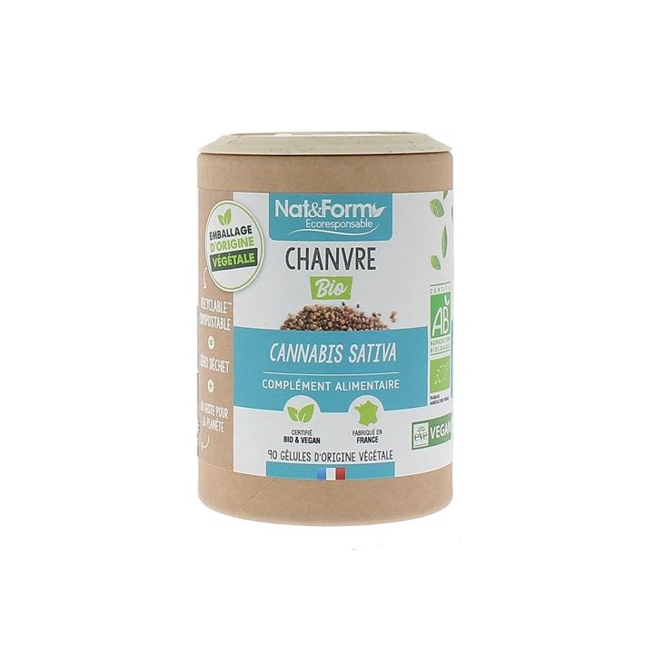 Chanvre bio Nat&Form - pot de 90 g&eacute;lules