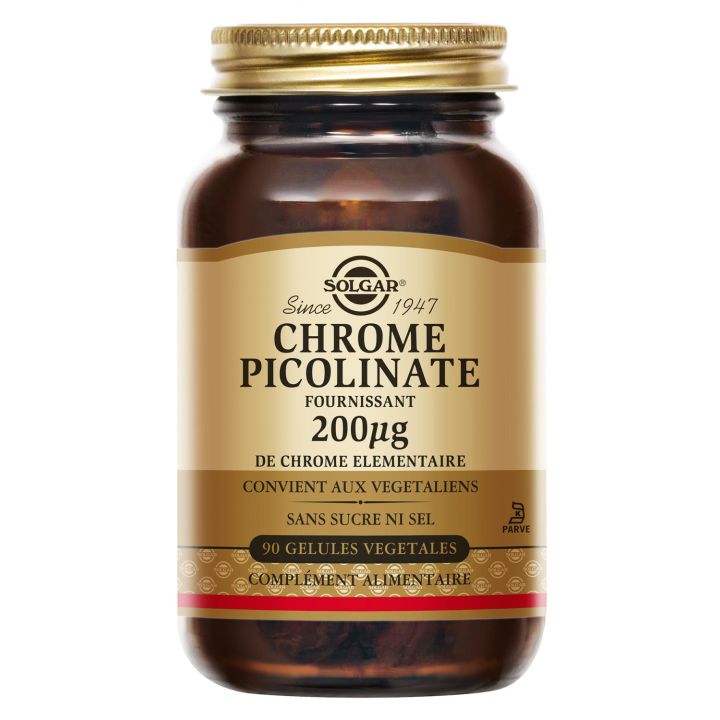 Chrome Picolinate 200 &micro;g Solgar - bo&icirc;te de 90 g&eacute;lules v&eacute;g&eacute;tales