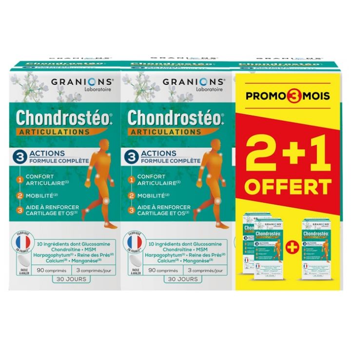 Chrondrosteo Programme de 3 mois Granions - boite de 270 comprim&eacute;s