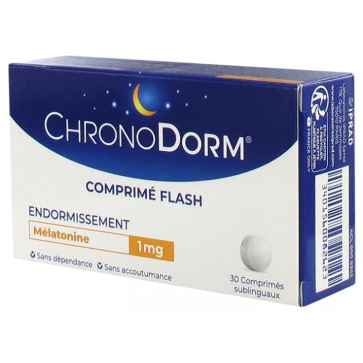 Chronodorm m&eacute;latonine 1mg Iprad - bo&icirc;te de 30 comprim&eacute;s sublingaux