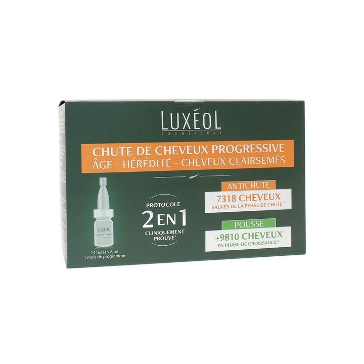 Chute de cheveux progressive 2 en 1 Lux&eacute;ol - bo&icirc;te de 14 fioles