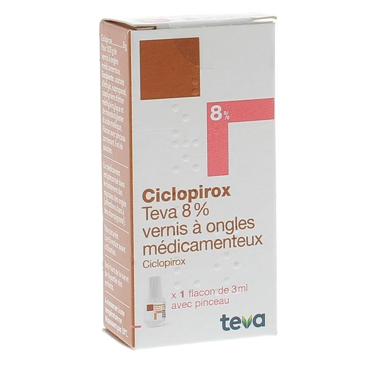 Ciclopirox 8% vernis &agrave; ongles m&eacute;dicamenteux Teva - flacon de 3ml