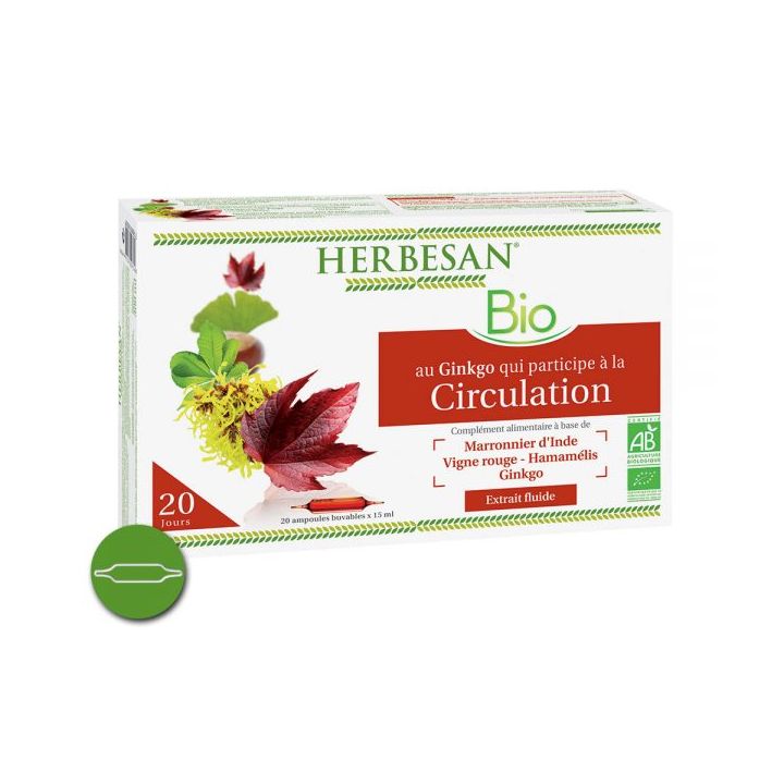 Circulation Bio Herbesan - boite de 20 ampoules