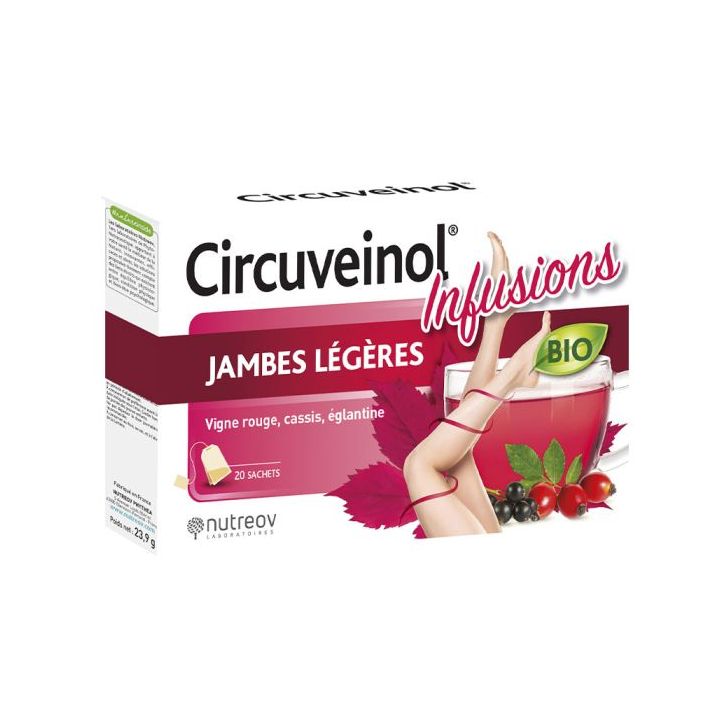Circuveinol Infusion jambes l&eacute;g&egrave;res bio Nutreov - bo&icirc;te de 20 sachets