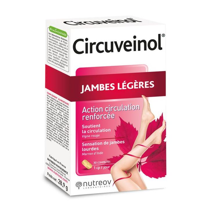Circuveinol jambes l&eacute;g&egrave;res Nutreov - bo&icirc;te de 30 comprim&eacute;s