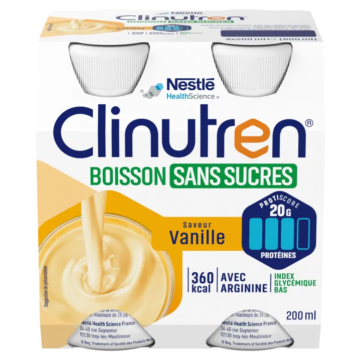 Clinutren Boisson sans sucres Vanille Nestl&eacute; - 4 bouteilles de 200ml