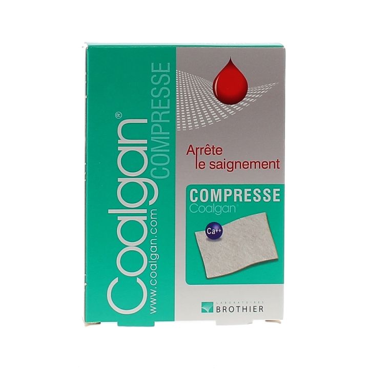Coalgan compresse arr&ecirc;te le saignement Brothier - bo&icirc;te de 5 compresses h&eacute;mostatiques
