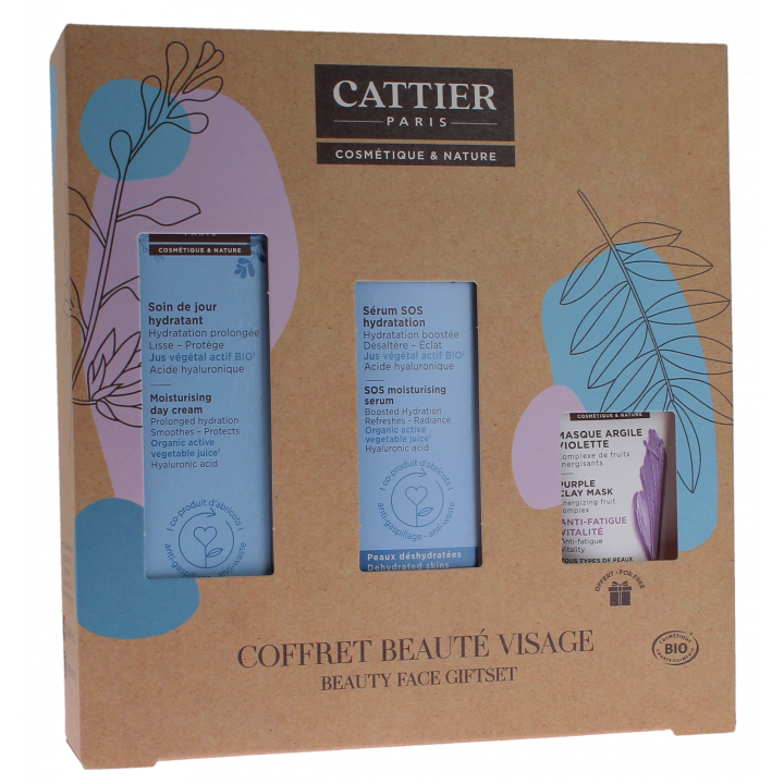Coffret beaut&eacute; visage bio Cattier - coffret de 3 produits