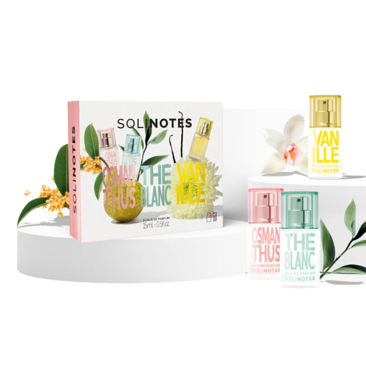 Coffret d&eacute;couverte Osmanthus, Th&eacute; Blanc, Vanille Solinotes - coffret de 3 produits